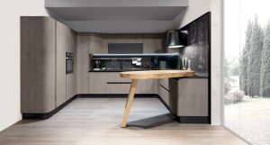 Modern Wood Grain Kitchen Cabinets